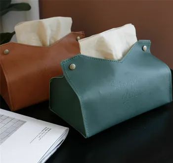 

Useful PU Leather Tissue Box Cover Paper Napkin Holder Case Home Car Decor