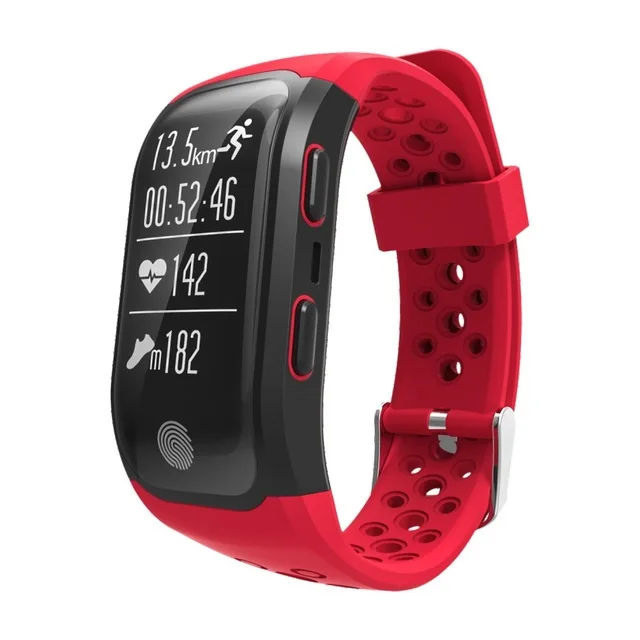 S908 G03 gps фитнес динамический сердечный ритм умный Браслет IP68 Водонепроницаемый умный Браслет трекер Smartband часы - Цвет: Red