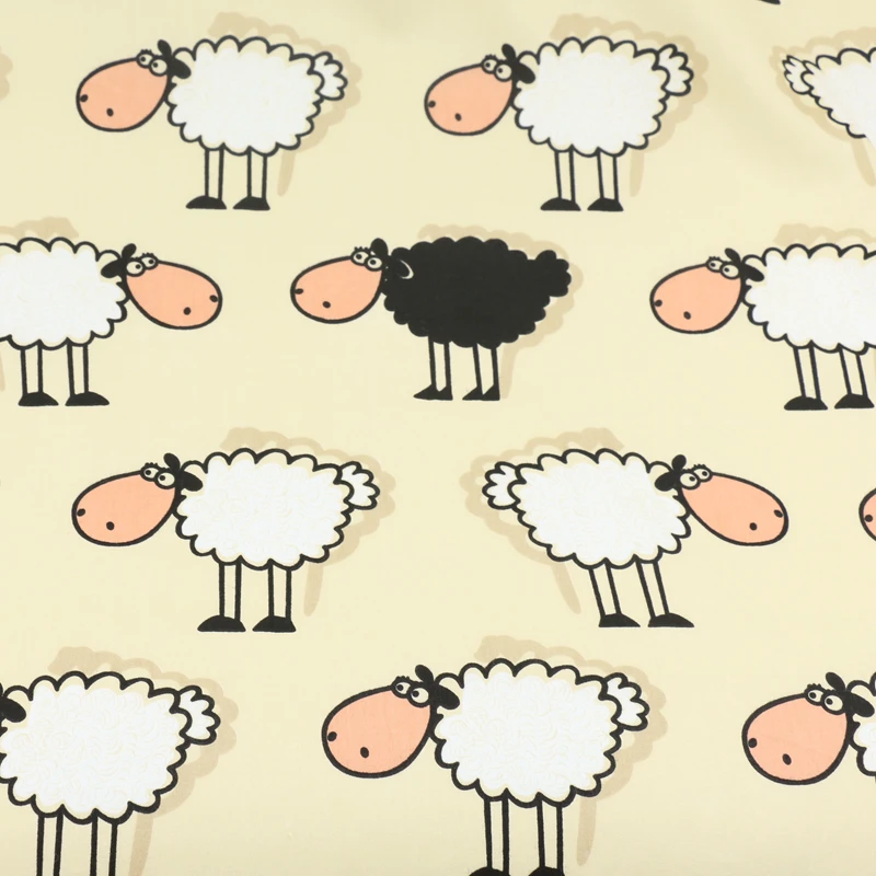 

100% cotton fabric cartoon sheep designs quilting patchwork crafts baby sewing clothes bedding home textile 160cm width