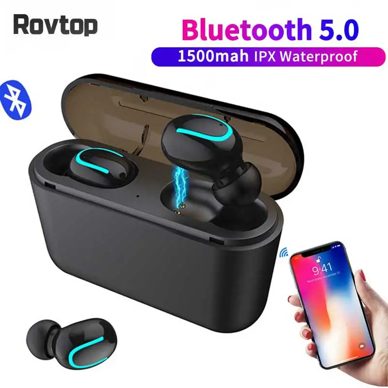 TWS Bluetooth 5 0 наушники туры беспроводные Handsfree спортивные игровая гарнитура 1500 мАч HBQ