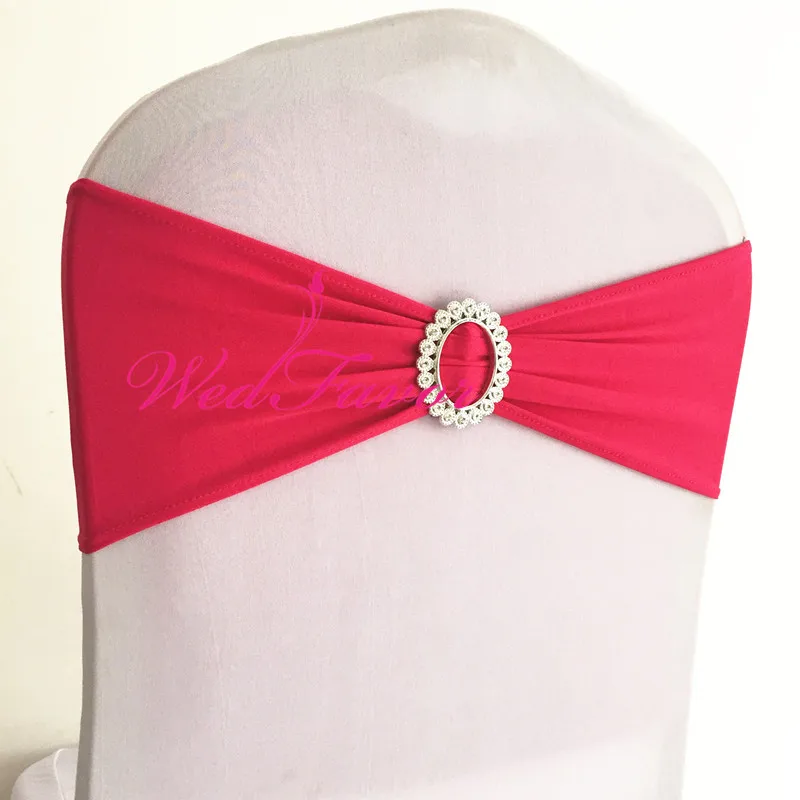 Fuchsia WedFavor 100 шт Эластичный стул галстуки-бабочки лайкра спандекс стул повязка-лента с овальной пряжкой для праздника в отеле свадьбы - Цвет: Fuchsia