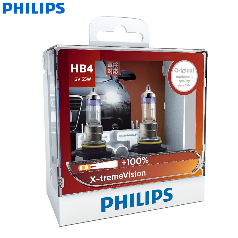 Philips X-treme Vision 9006 HB4 12V 55W P22d 9006XVS2+ More Vision светильник автомобильный галогенный головной светильник Автомобильные противотуманные фары(двойная упаковка