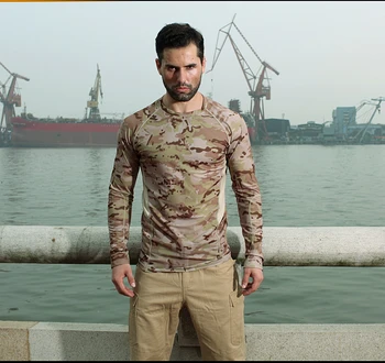 

New Camouflage Mesh Elastic Quickdry T-shirts O-neck Long Sleeve Tees MC MTP MCA