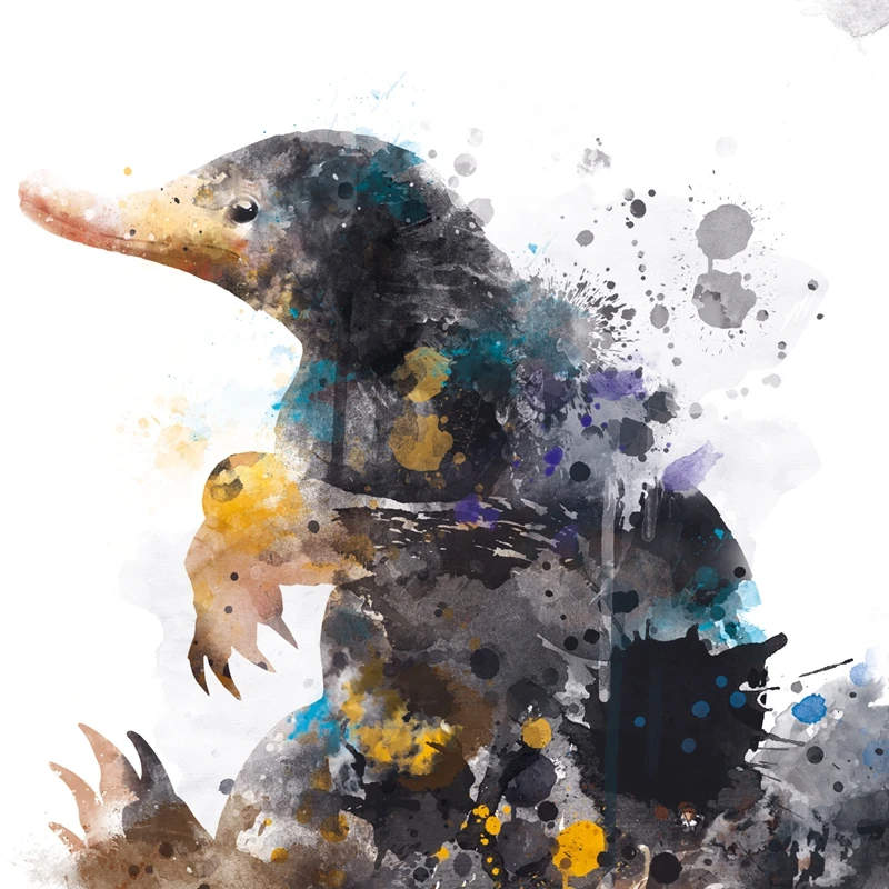 Художественный постер Niffler с акварелью распечатанным на холсте Фантастические