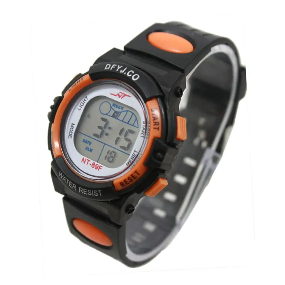 Часы для мальчиков и девочек, модный детский светодиодный светильник, наручные часы с будильником, Цифровые многофункциональные силиконовые спортивные часы на открытом воздухе A80 - Цвет: Orange
