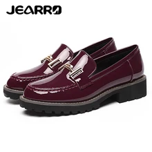 JEARRO/женские лоферы без шнуровки; женская обувь на плоской подошве из лакированной кожи ручной работы; Модные Туфли-оксфорды; женская обувь на плоской подошве; Новинка года; Size37-40