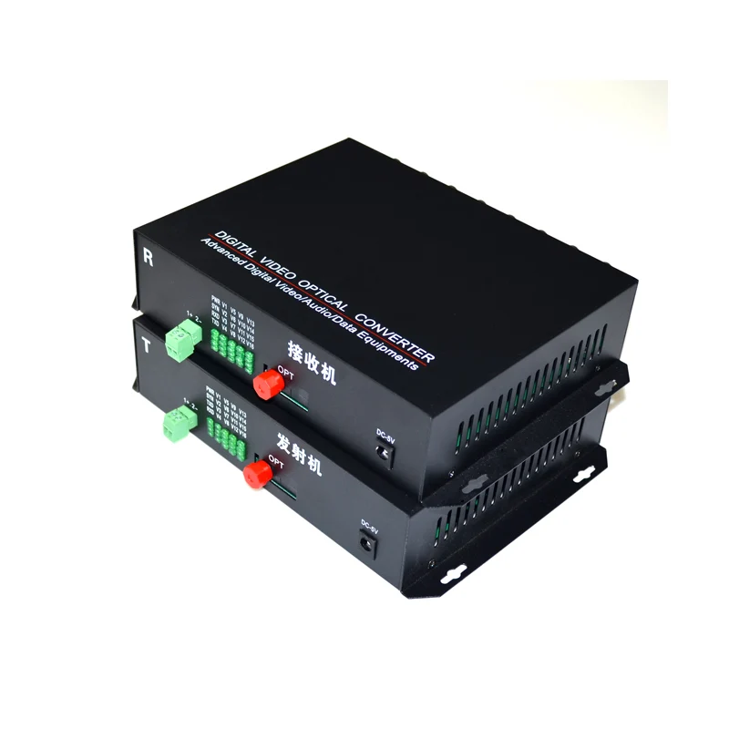 1-Pair-2-Pieces-lot-16-Channel-Video-Optical-Converter-1V1D-Fiber-Optic-Video-Optical-Transmitter