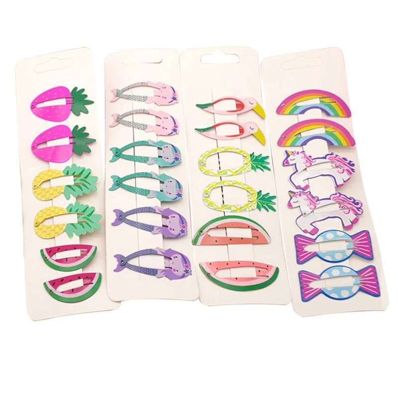 

6pcs/set Hair Clips For Hair Cute Clip Pins Fruit Animal Hairpins Color Metal Barrette For Baby Children Girls Accessories
