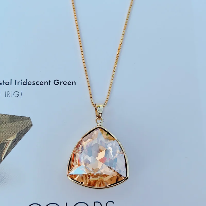 Новинка 11,11, распродажа, дизайнерские серьги с австрийскими кристаллами и треугольниками, женские серьги известного бренда для невесты, свадебные украшения, подарок - Окраска металла: Necklace - Gold