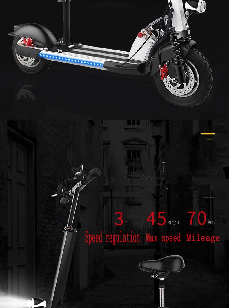 Electric Scooter 800W Motor Powerful Electric Scooters 10 inch two wheel E-Scooter Foldable Electric Scooter for Adults with LED (4)