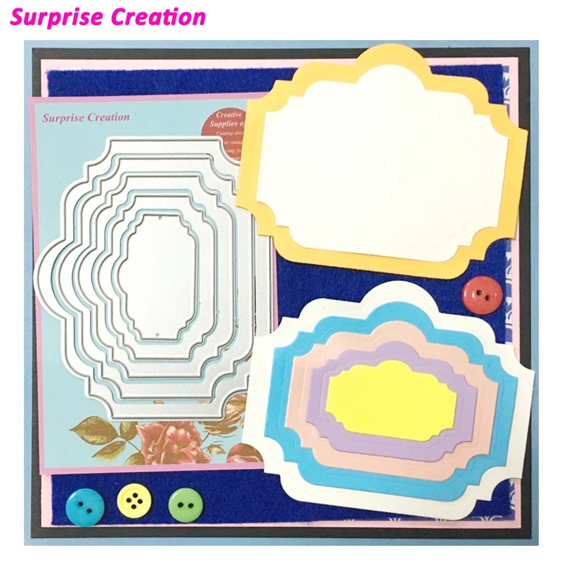 

Cutting dies 5-Piece Nesting frame Scrapbook Craft Metal Dies DIY Stencil