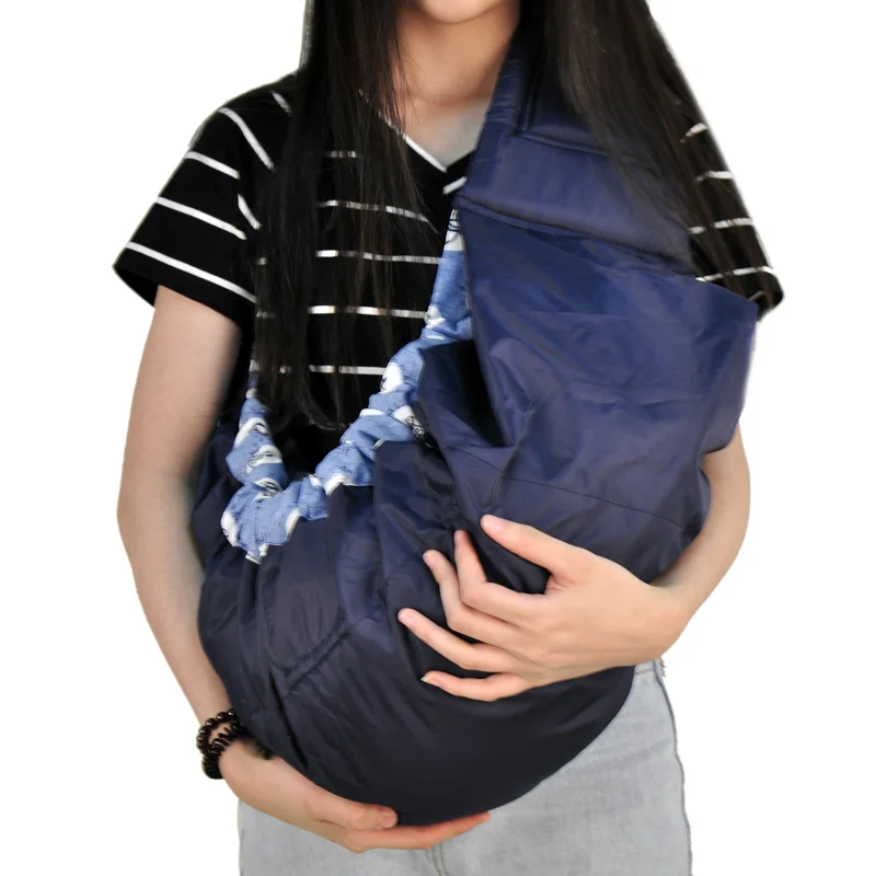Quality economic baby carrier front facing Organic Cotton Stretch sling backpack Infant side wrap basket Blue