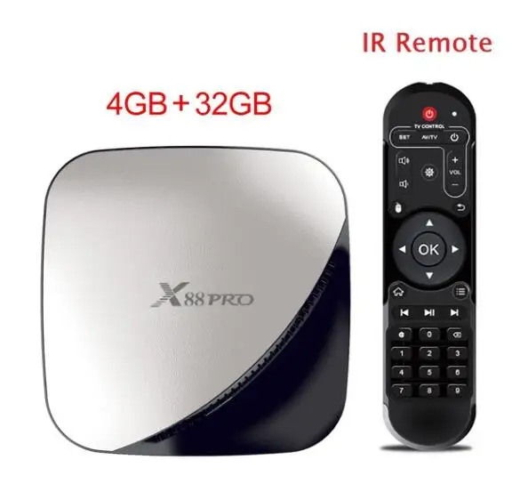 Заводская последняя Android 9,0 четырехъядерный RK3318 tv box x88 pro с 2,4G/5 ГГц двойной wifi x88pro для потокового медиаплеера в отеле - Цвет: 4g 32g