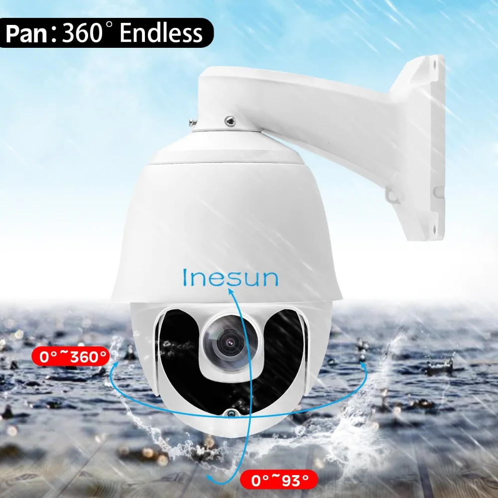 Inesun Super HD 5MP PTZ IP Security Camera Outdoor Pan/Tilt 30X Optical Zoom Laser IR Nigh Vision up to 200m P2P/Motion Alert