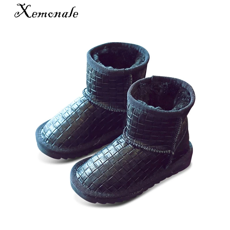 

Xemnole winter fashion warm black shoes baby girls brand ankle boots for toddler pu leather boots children white fur boots