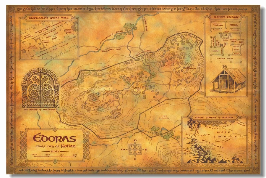 custom canvas wall decals the lord of the rings map wallpaper world map of middle earth poster cafe bar stickers wall art 0358 in wall stickers from home