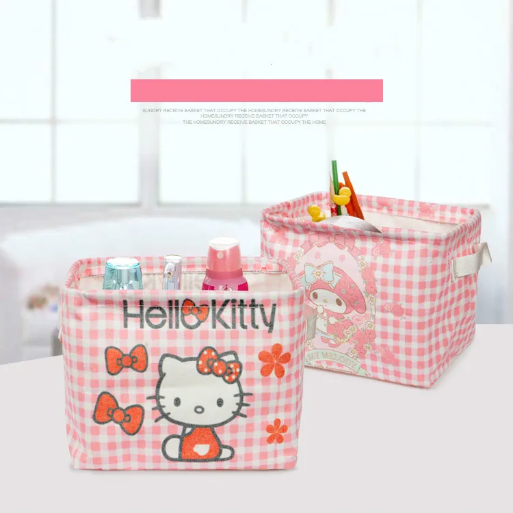 Hello kitty Melody тканевая настольная косметика для хранения ящик-органайзер для хранения косметики Органайзер коробка для хранения