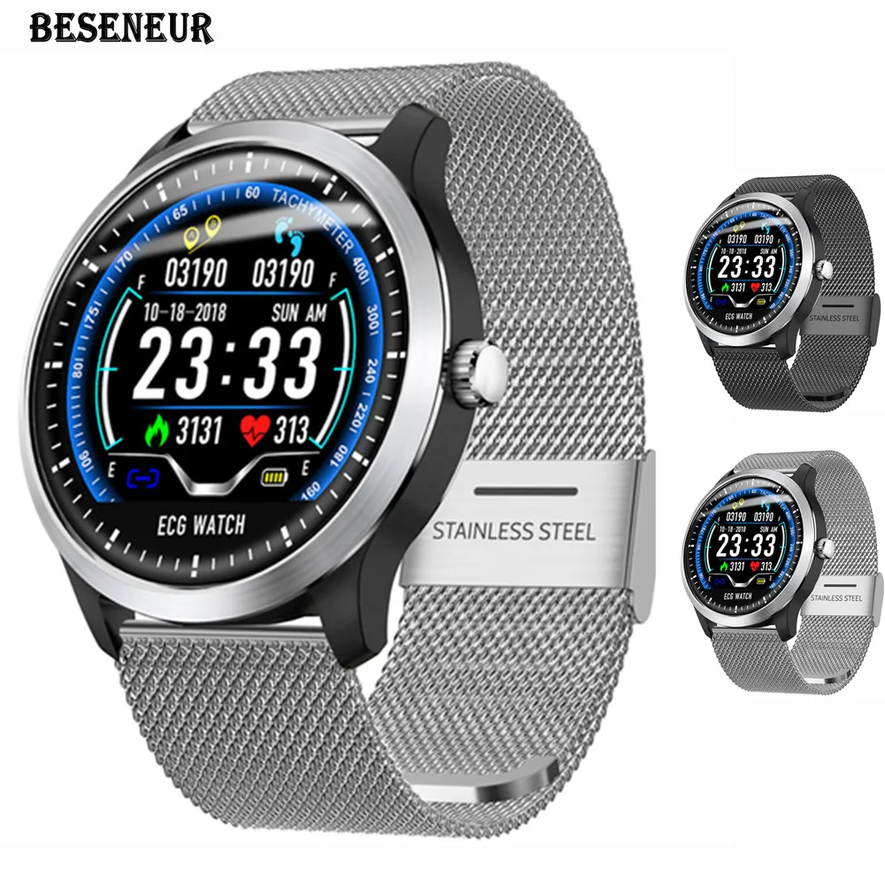 Beseneur N58 ЭКГ Смарт часы монитор сердечного ритма шагомер с Bluetooth крови Давление