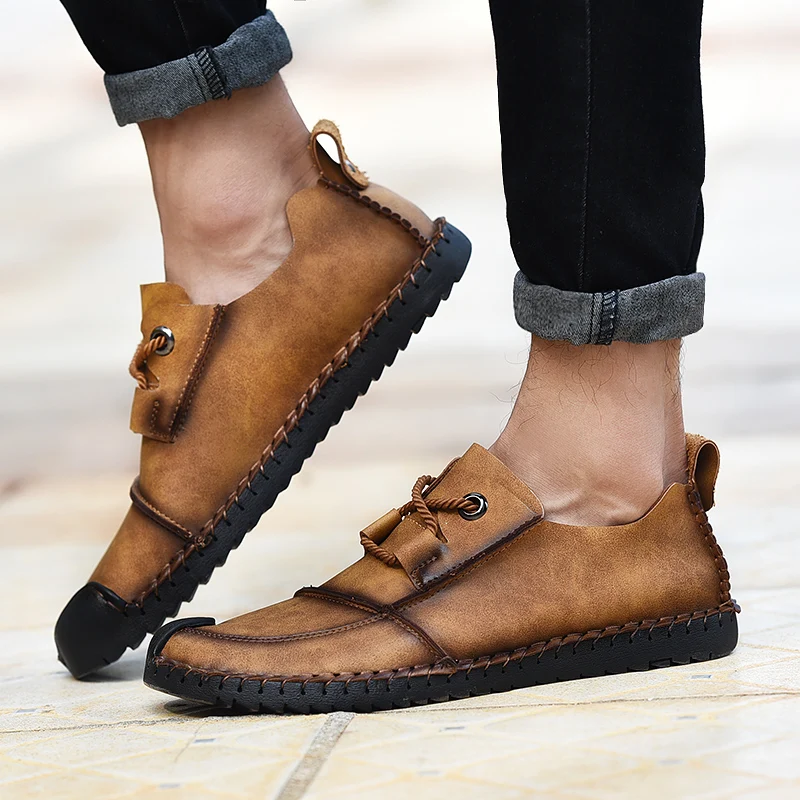 

flats loafers shoes men Hot Sale Breathable Men Casual soft Leather Shoes slip on Shoes Zapatillas Deportivas Hombre big size k3