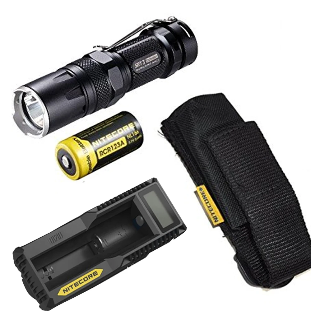 

NITECORE SRT3 550 Lumen CREE XM-L2 T6 LED Tactical Flashlight Aluminum Alloy Waterproof Torch Hiking Bicycle + battery + charger