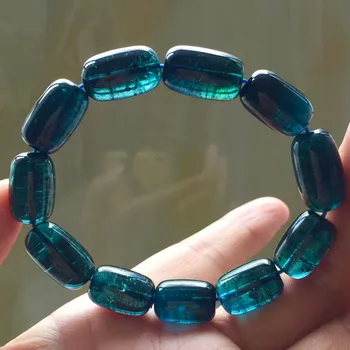 

Genuine Natural Blue Tourmaline Rare Bracelet 10mm Barrel Beads Clear Beads Crystal Brazil Chain AAAAAA Drop Shipping