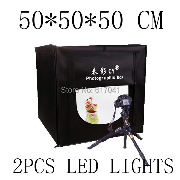 

CY50 2pcs LEDs Professional Portable Mini Photo Studio Box Photography Backdrop built-in LED 5500K color Light