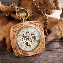 Коллекция деревянные карманные механические часы женские мужские ручные ветряные брелоки цепь Роза Вишня Деревянные часы для мужчин и женщин часы