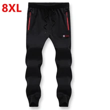 Весенние штаны с эластичной резинкой на талии больших размеров 5XL, черные мужские штаны с кружевом 140 кг, можно носить штаны, штаны оверсайз