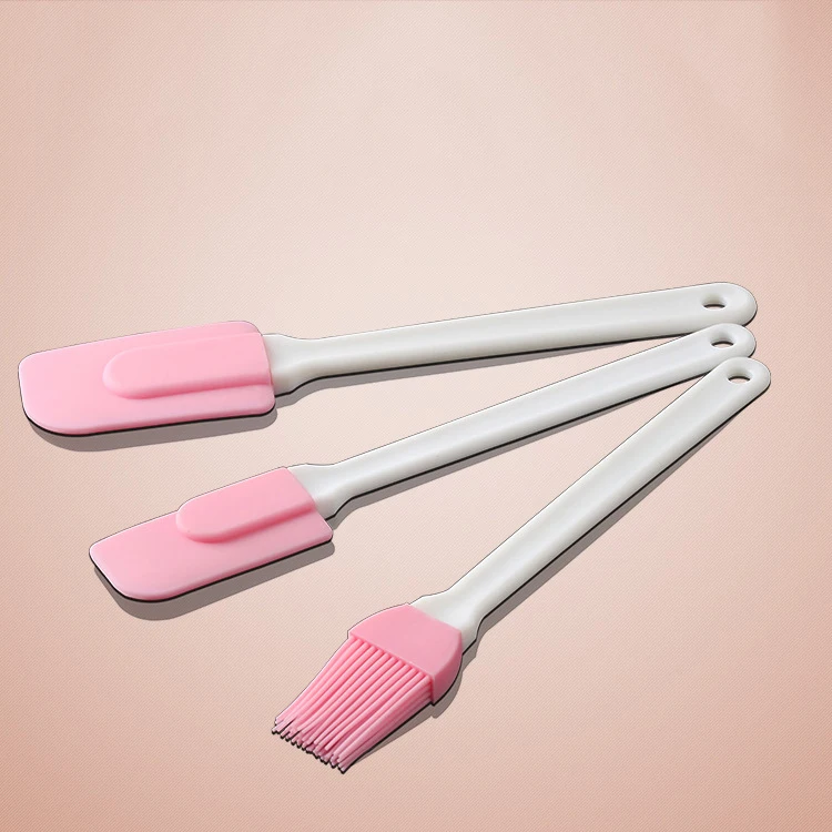  3 pcs per set High quality Silicone Spatula Scraper Brush Espatula With PP Handle For DIY Pastry To