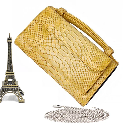 Genuine Leather Day Clutch Crocodile Pattern Phone Clutch Python Pattern Pouch Shoulder Crossbody Bag Ostrich Pattern Women Tote - Цвет: Yellow