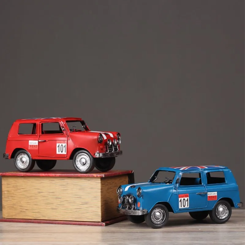 Goede Retro Britse Auto Model Home Decoratie Ijzer Auto Ambachten Desktop Ornamenten Amerikaanse Kinderkamer Decoraties Creatieve Gift