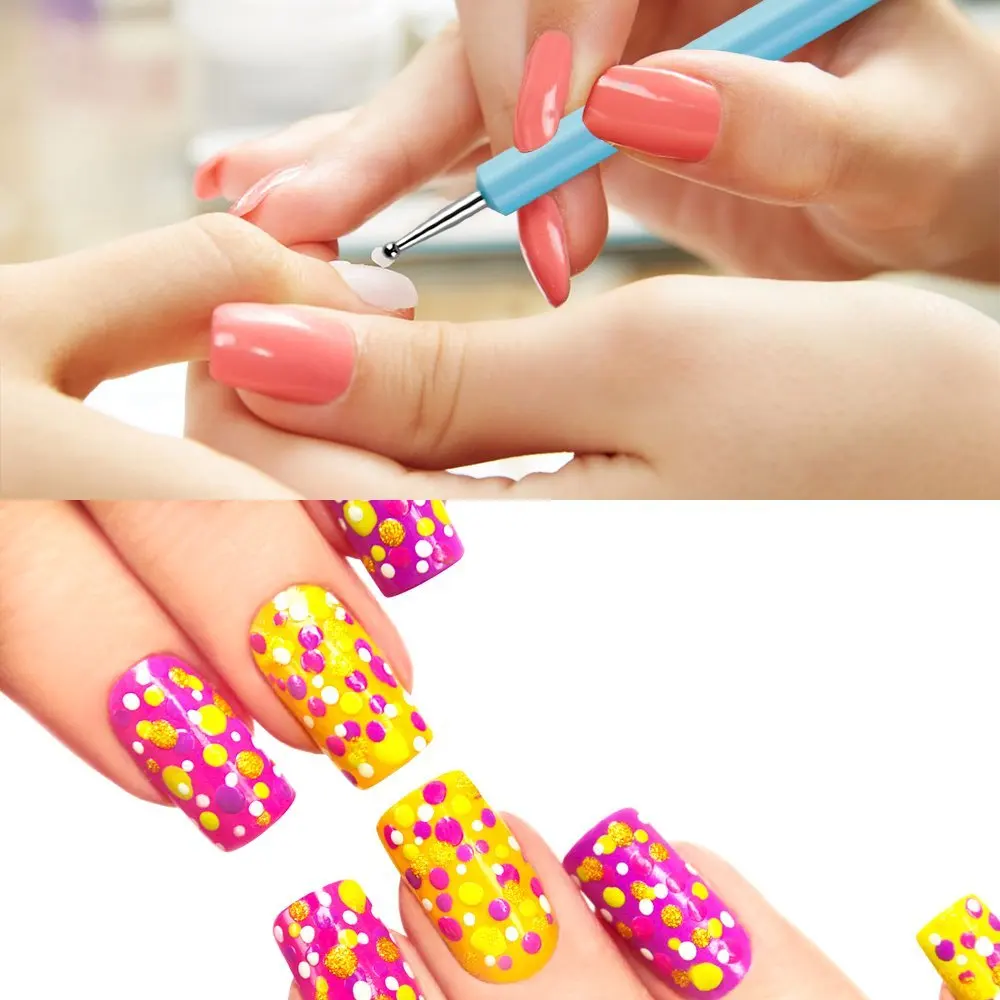 5pcs Clay Sculpture Tools Double Indentation Silicone Pen Embossed Nail Art Tools