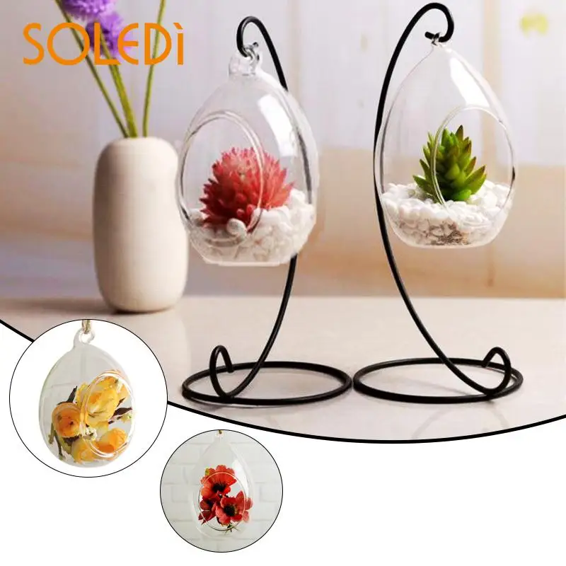 

Nordic Hanging Glass Vase Ellipse Hanging Terrarium Glass Vase Hydroponic Flower Terrarium Ball Globe Shape Wedding Home Decor