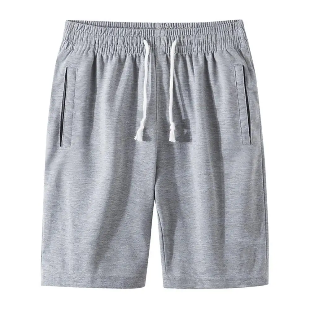 Sports Jogging Men Plus Size Solid Color Drawstring Shorts Fitness Fifth Pants