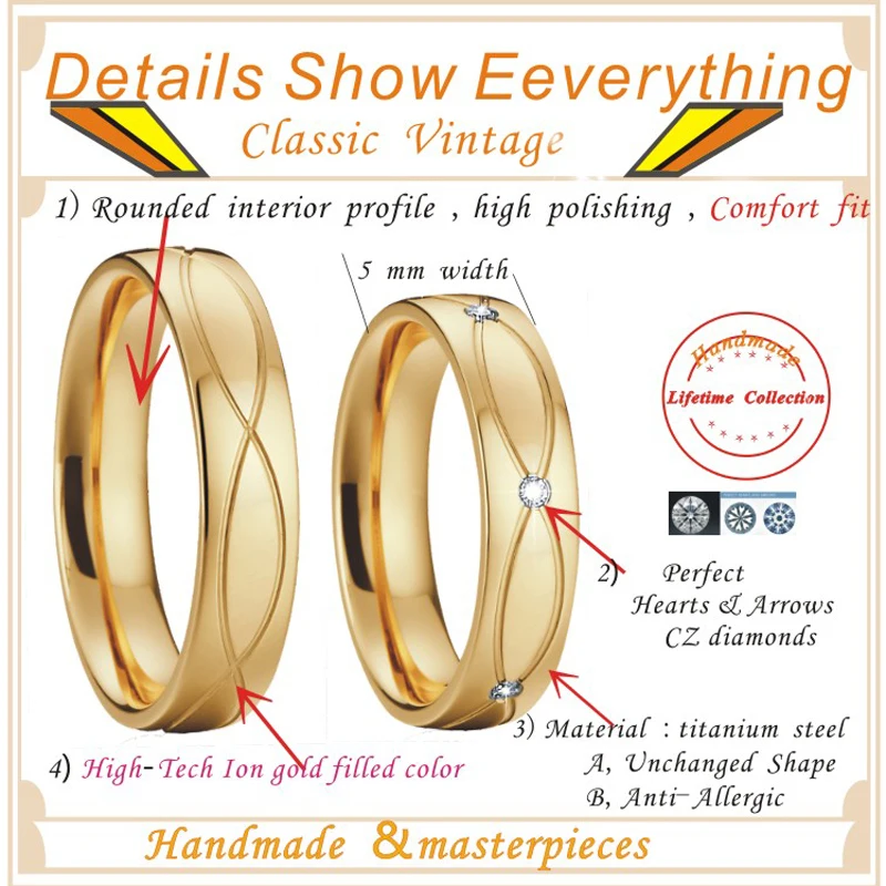 classic vintage alliances mens women's Engagement Wedding Couples Rings anel ouro anillos 3pcs cz stones (1)