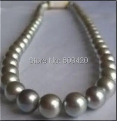

W&O653 >>>HUGE 18"11-12MM NATURAL SOUTH SEA GENUINE SILVERY GRAY PEARL NECKLACE PERFECT
