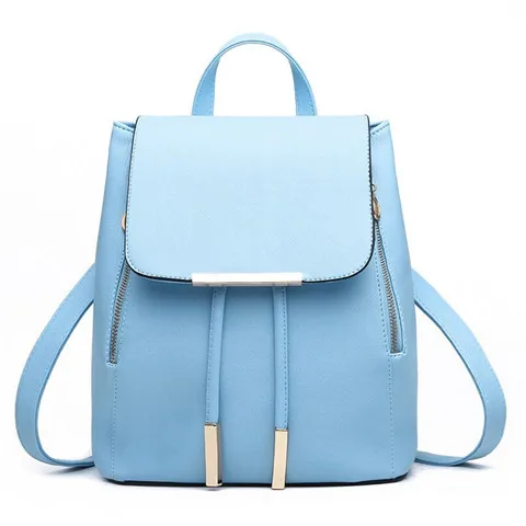 Лисохвост и Лилия корейский модный школьный рюкзак для девочек-подростков женский рюкзак высокого качества из искусственной кожи на шнурке - Цвет: Sky Blue