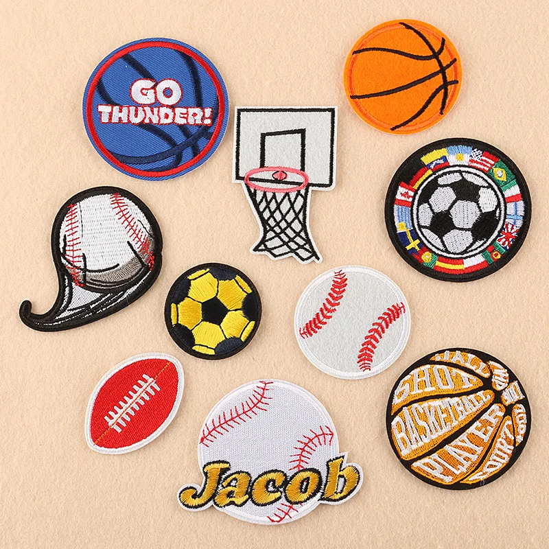 

Basketball football baseball Sports Embroidered Patch Clothes Iron patches For clothing Diy Kids Peaked cap Badges Stickers