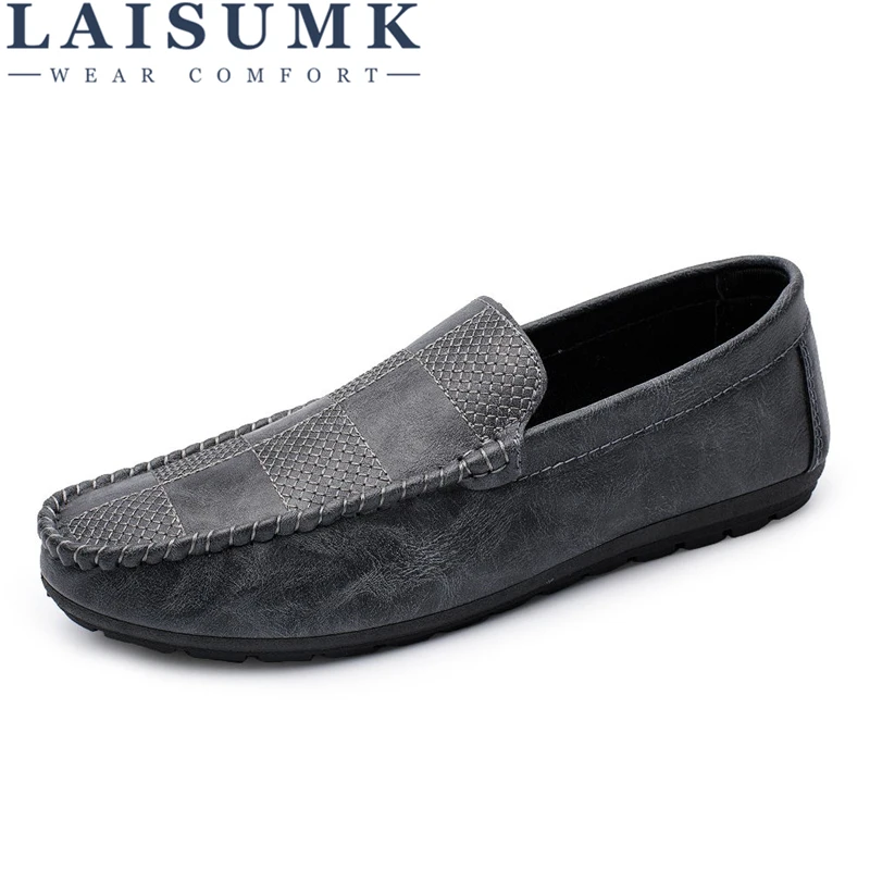 

LAISUMK New 2019 Spring Men Loafers Outdoor Breathable PU Leather Casual Shoes Fashion Lazy Men Flats Moccasins XMR2850