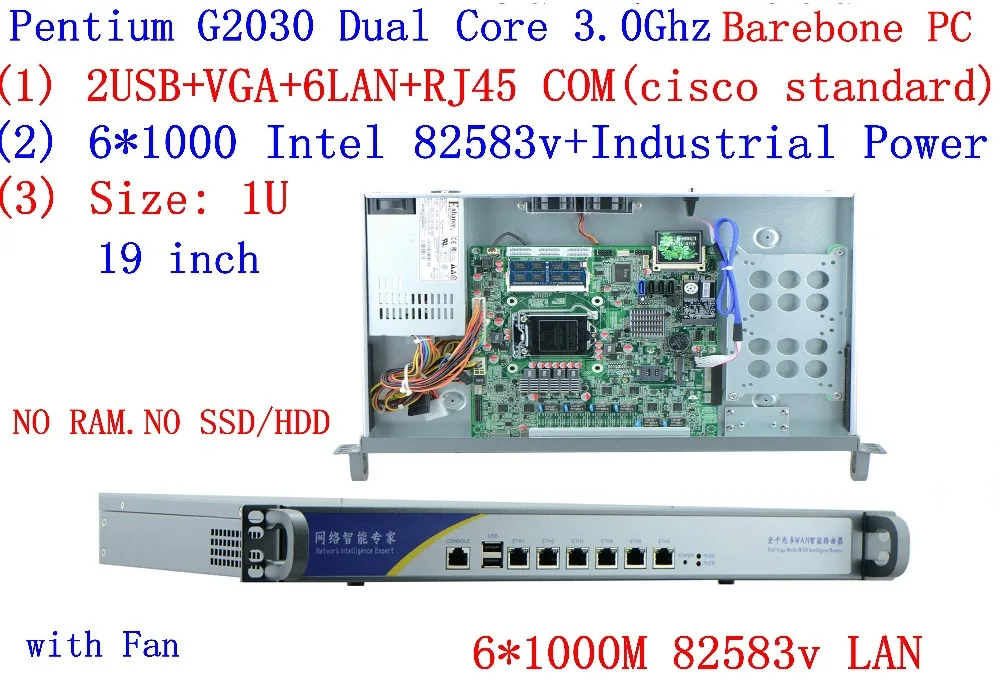 

support ROS Mikrotik PFSense Panabit Wayos 1U server network with 6*inte 1000M 82583V LAN Intel Pentium G2030 3.0Ghz Barebone PC
