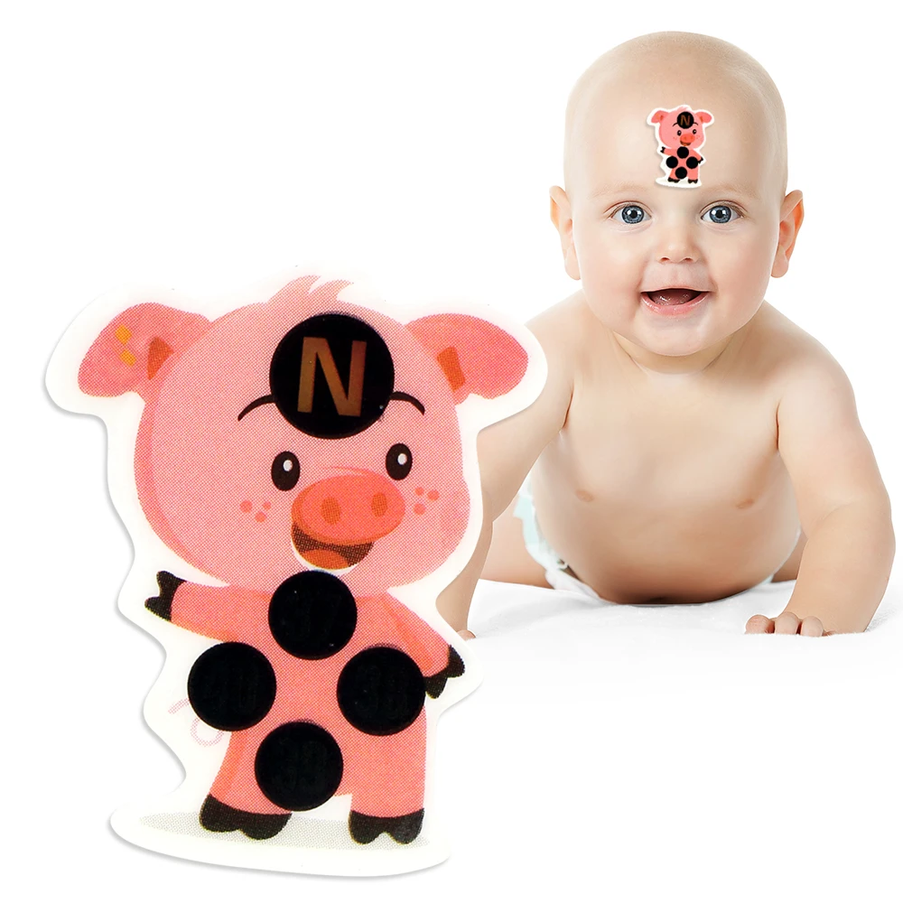 1Pcs Piggy Cartoon Thermometers Fever Monitor Forehead Sticker Baby