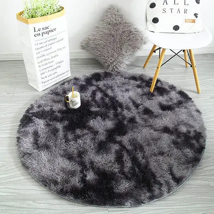 Nordic ins living room long hair carpet Round blanket bedroom bedside mat Nordic home thickening carpet cloakroom gradient rug - Цвет: 2