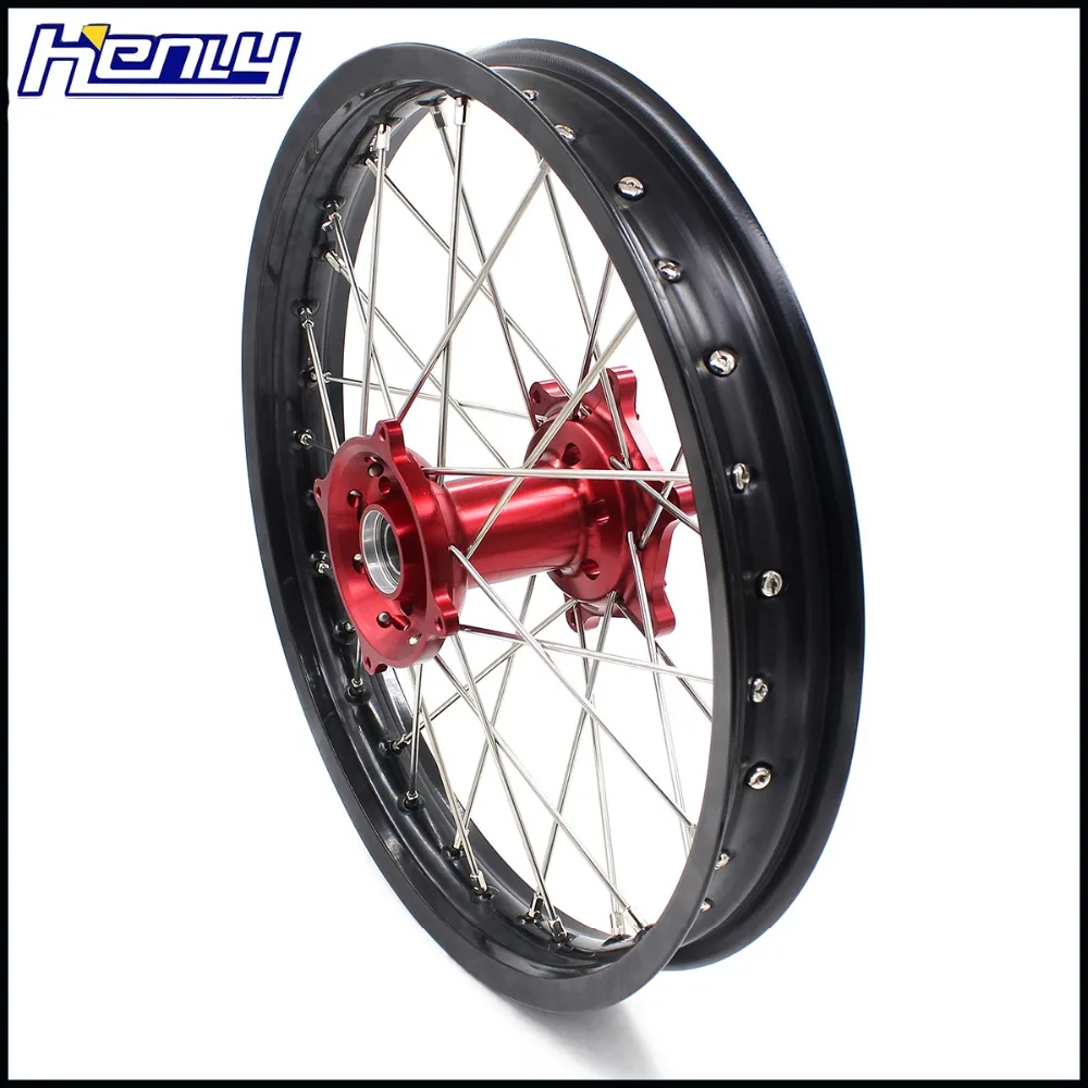 21/19 Spoked MX колеса диски Набор для HONDA CRF250R 2004-2013 CRF450R 2002-2012 CNC Красный концентратор