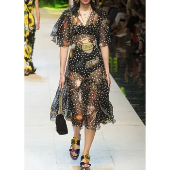 

See Orange Fashion Show 2017 Lady Printed Summer Dress Sexy Black Bohemian Party Dress