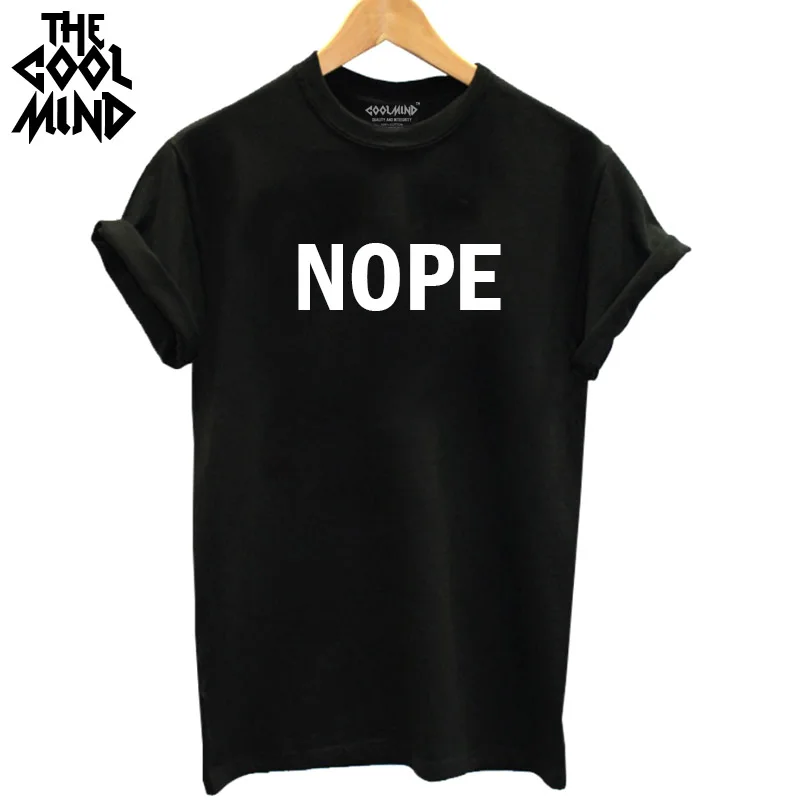 

COOLMIND NO0101B 100% cotton cool NOPE print women T shirt casual short sleeve Tshirt women summer o-neck women T-shirt female