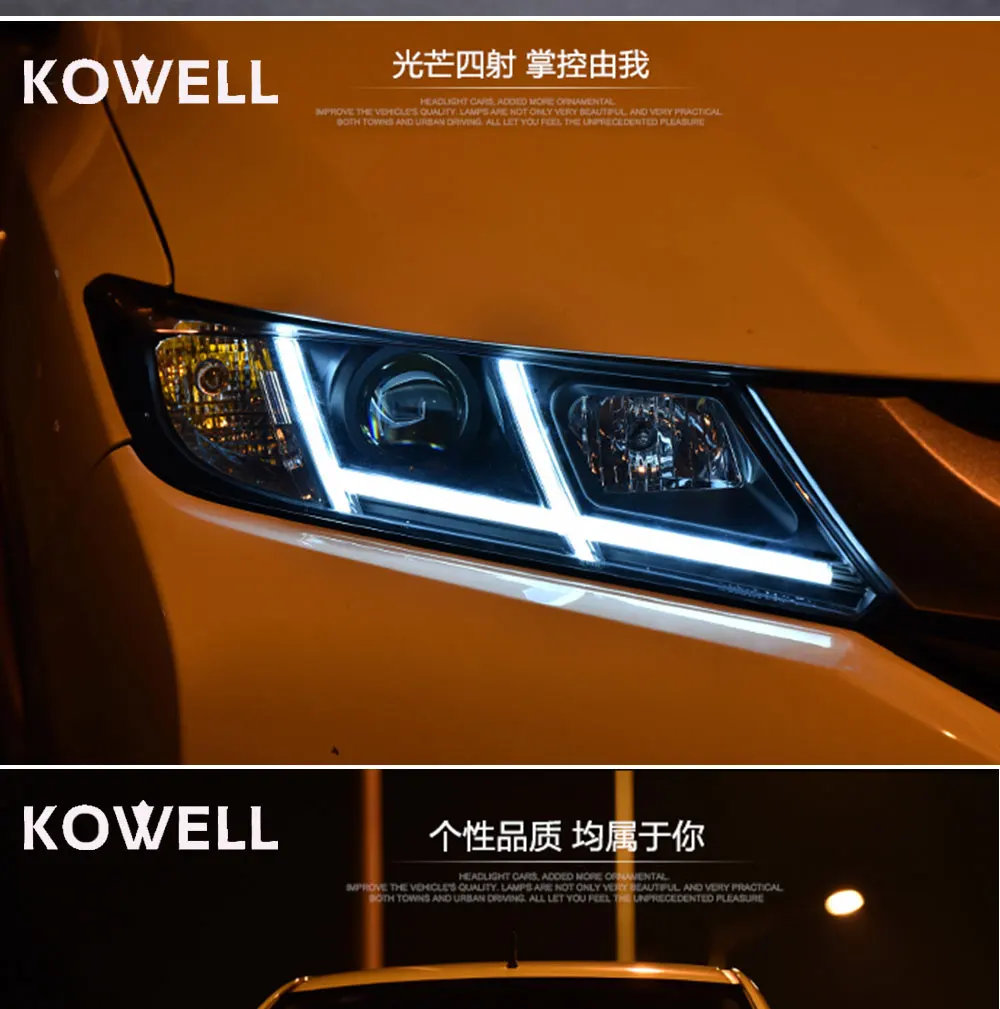 KOWELL автомобильный Стайлинг для Honda City- светодиодный фонарь для городской головы светодиодный фонарь дневного света светодиодный DRL биксеноновый HID