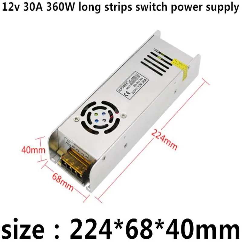 

AC180v-240v DC12v 30A 360W 12v led strip led Module point Light string enough power high quality long strips switch power supply