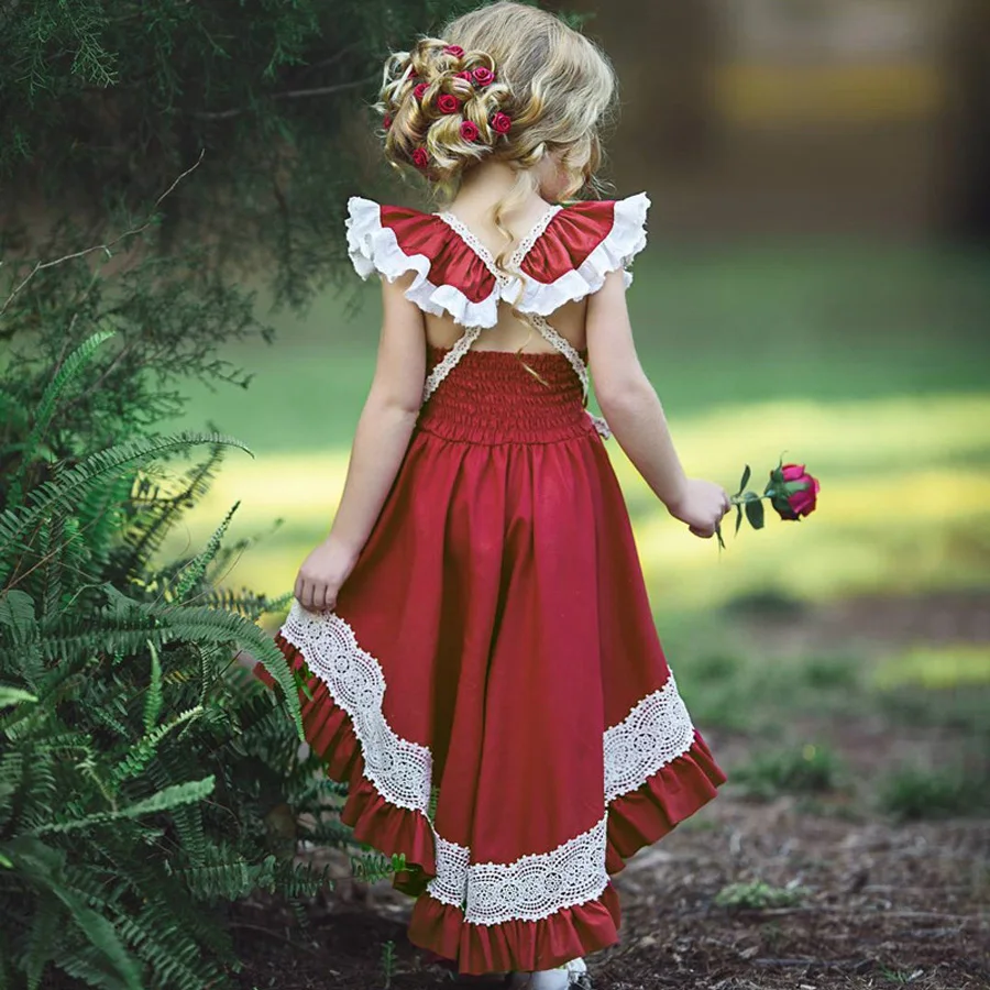 Christmas Toddler Baby Girls Ruffled Lace Dress Sundress Sleevelss Party Dress Kids Wedding Pageant Princess Dresses Baby Clothes (6)