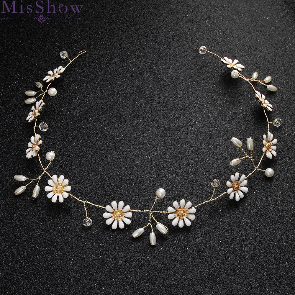 

Daisy Gold Alloy Women Fashion Hair Chains 2019 Headbands Hairwear Pastoral Style Floral Plant Hair Accessories Jewelry Boho