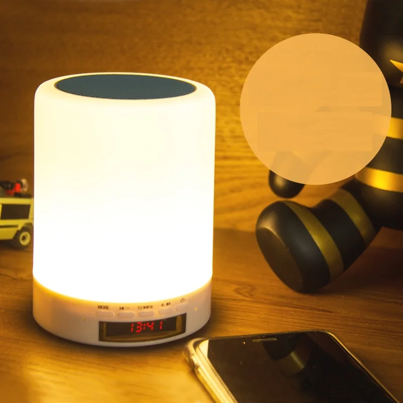 Беспроводной Bluetooth динамик музыкальная звуковая коробка с функцией будильника сенсорный светодиодный настольный светильник Поддержка громкой связи TF слот для карт
